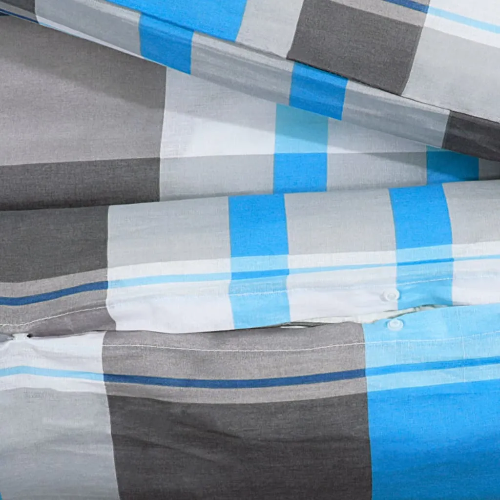 vidaXL Duvet Cover Set Blue and Grey 225x220 cm Cotton