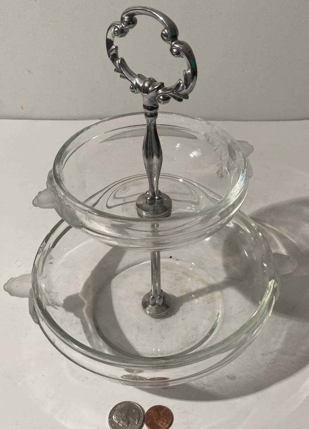 Vintage Glass Display Stand, Snacks, Cup Cakes, Treats, Food, Quality, Nice, Heavy Duty, 10" Tall and 7" and 5" Wide Bowl Sizes