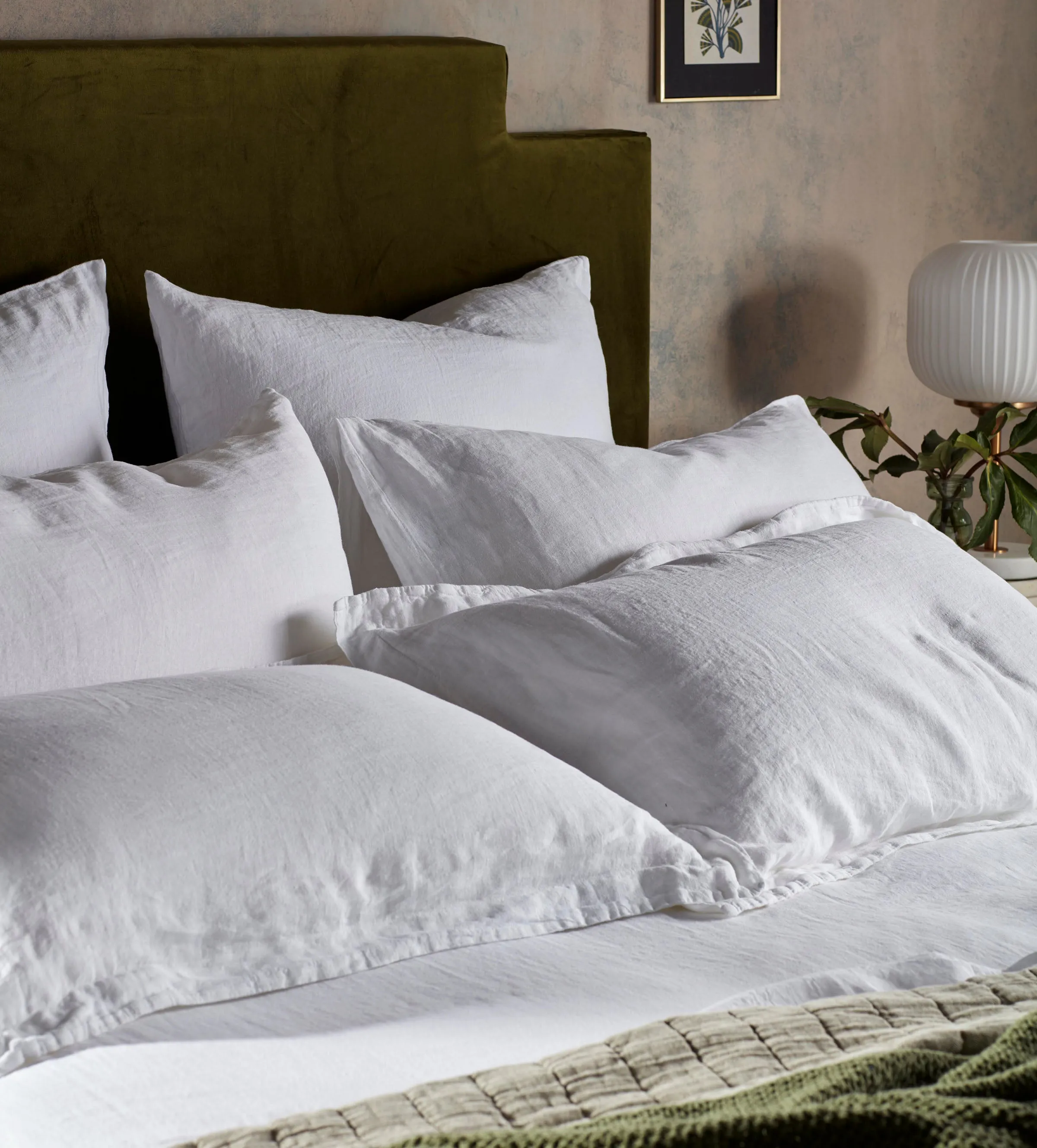 White 100% Linen Oxford Pillowcase