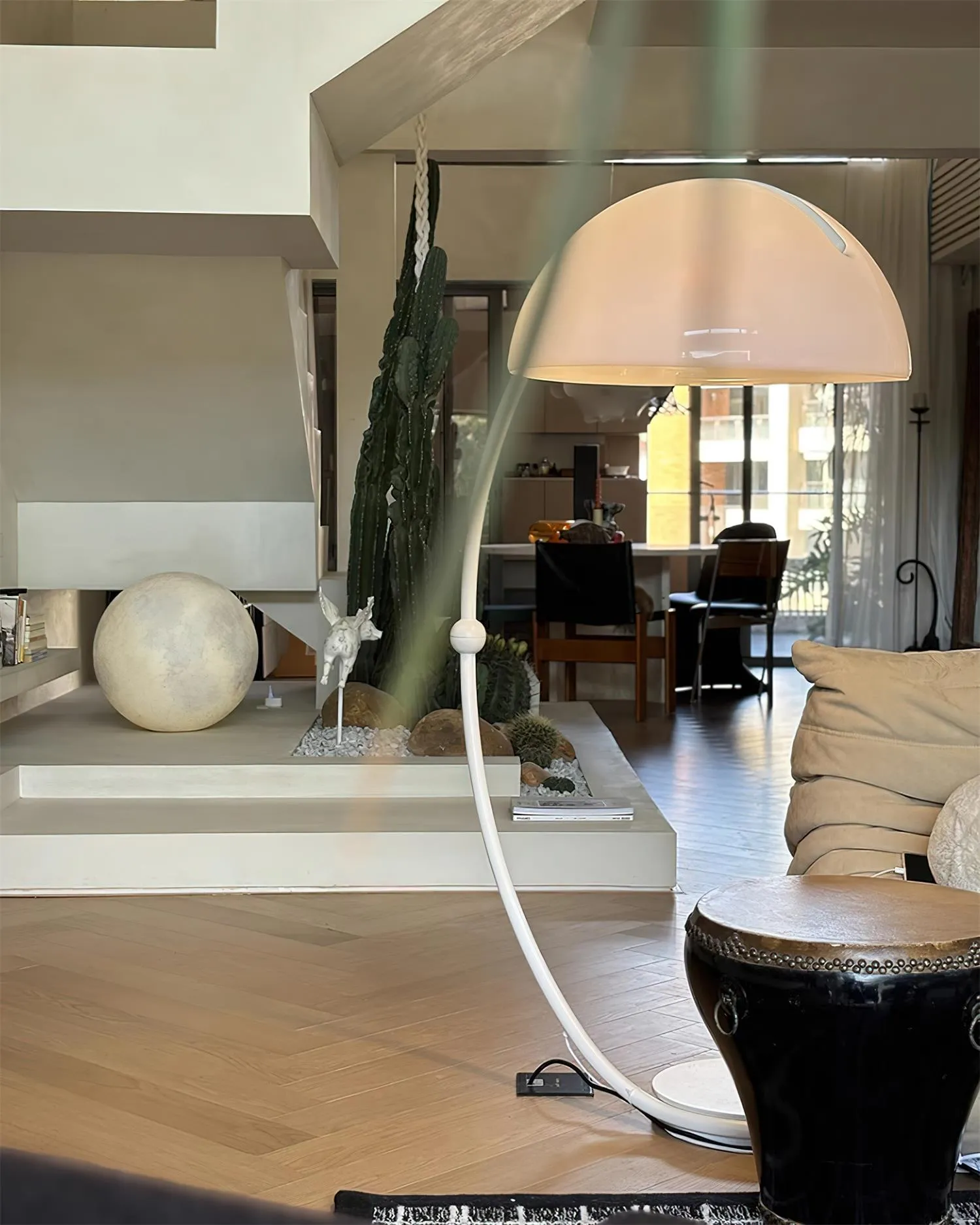 White Greta Serpente Floor Lamp