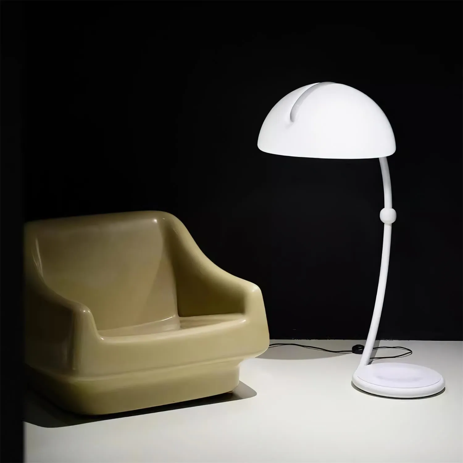 White Greta Serpente Floor Lamp