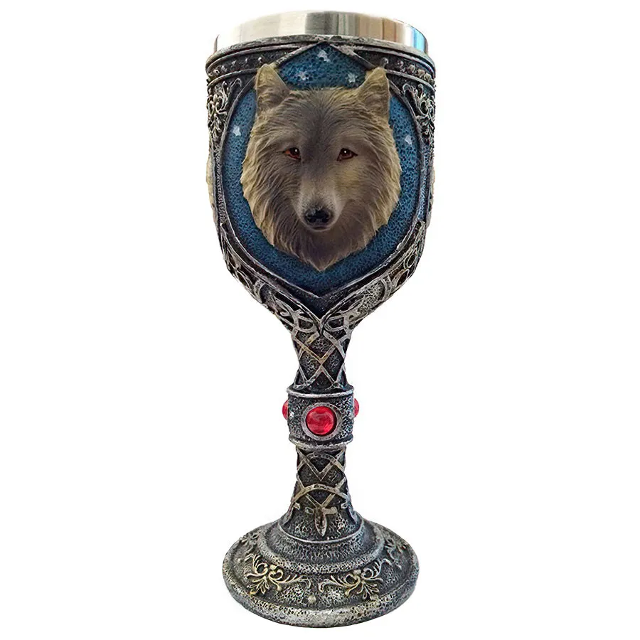 Wolf King Stainless Steel and Resin 200ml Retro Wine Glass / Unique Cocktail Drinkware