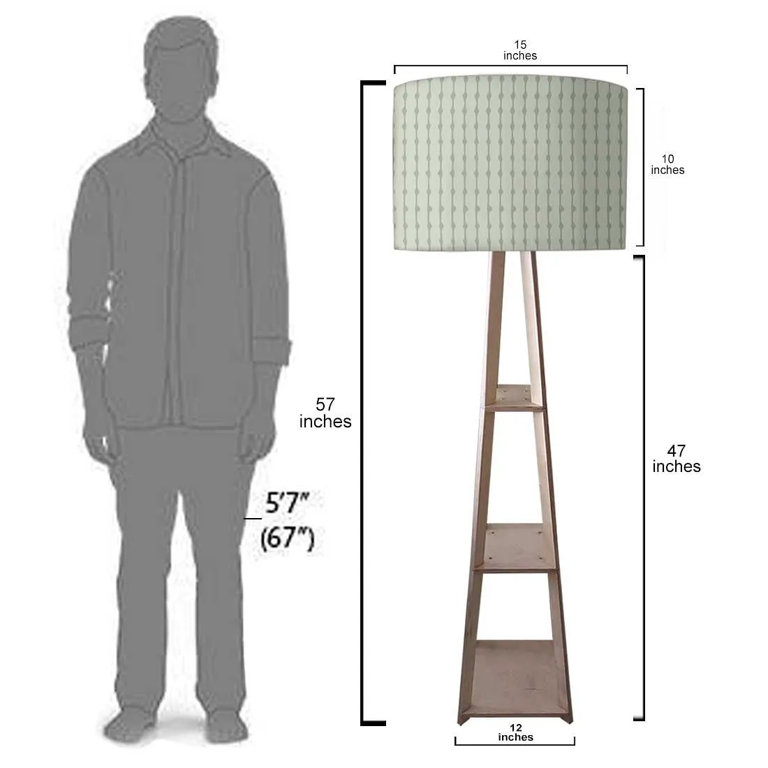 Wooden Corner Lamps with Shelves  -   Green Lines