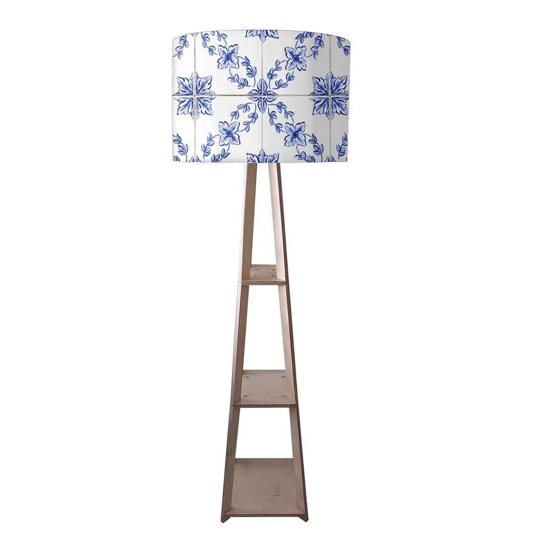 Wooden Corner Lamps with Shelves - Spanish Tiles